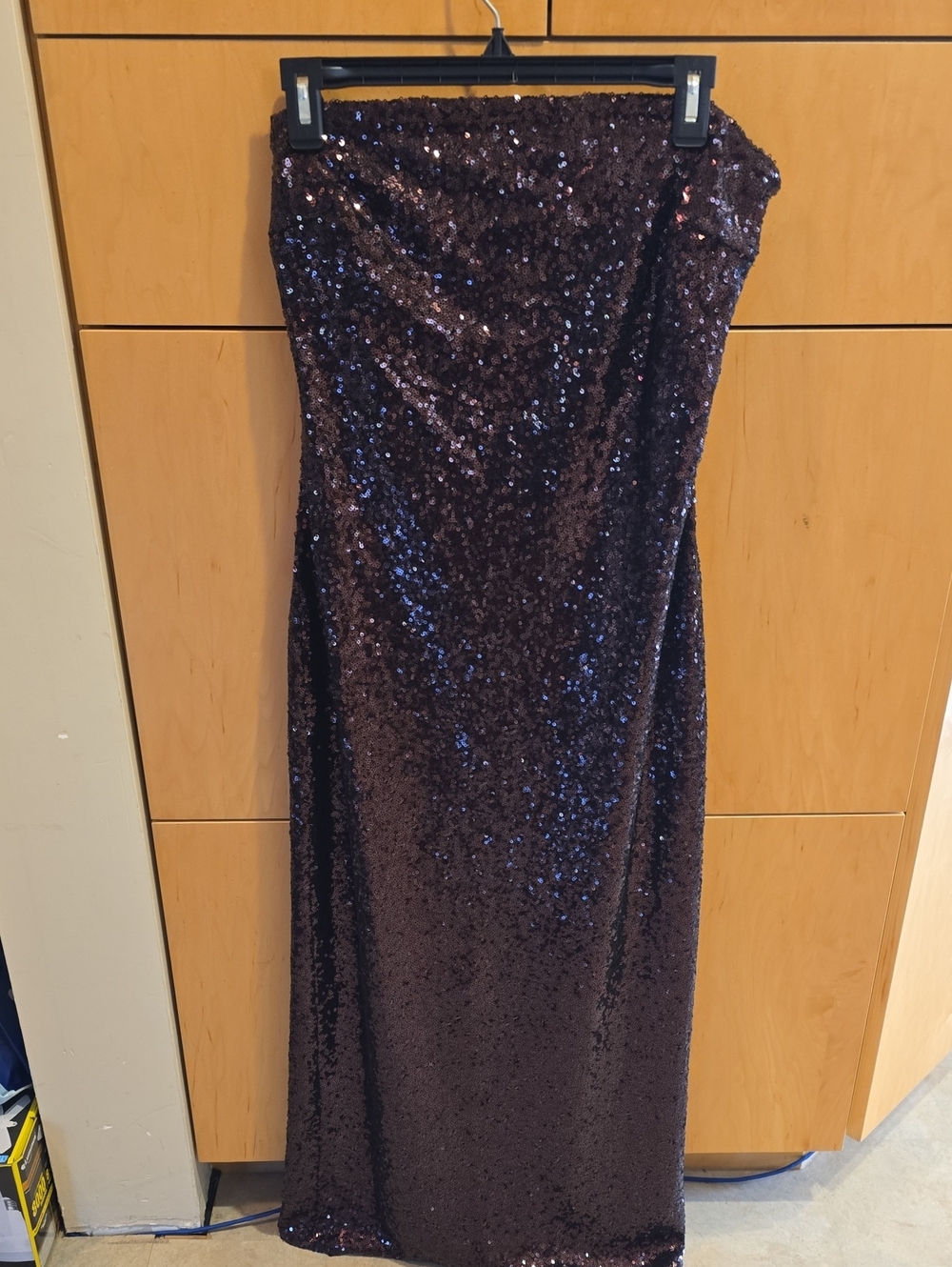 Crescent Strapless Sequin Evening Gown - Dark Brown
